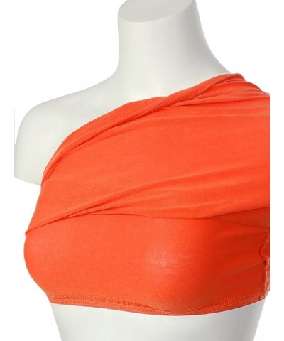 Women's Basic Casual Ruched Side Stretchy Tube Tops Orange $20.99 Activewear