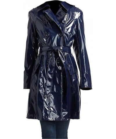 Womens Fashion Outdoor Wet Look Clothing Trench Coat Raincoat Black Pu Leather Wear PVC Women Trench Coat $49.92 Coats