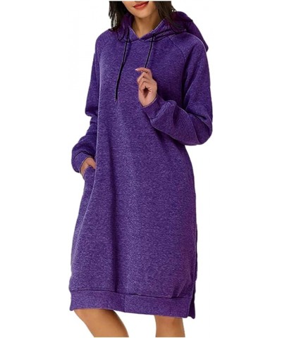 The Warmy Oversized Hoodie Dress For Womens Hoodies Pullover Long Sleeve Hoodies with Pocket A02-purple $12.60 Activewear