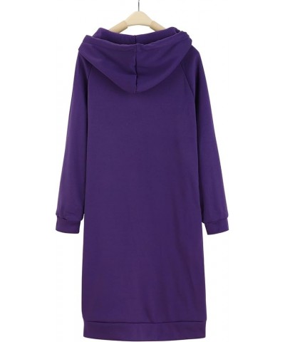 The Warmy Oversized Hoodie Dress For Womens Hoodies Pullover Long Sleeve Hoodies with Pocket A02-purple $12.60 Activewear