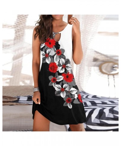 Summer Dresses for Women 2024 Casual Sleeveless Floral Boho Beach Dress Cover Ups Short Tank Swing Sun Dress Q-red $8.99 Swim...