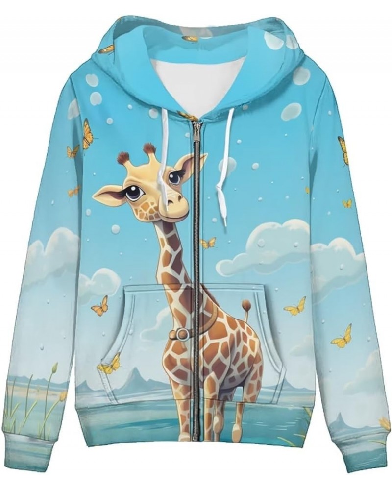 XS-5XL Zip Up Hoodie for Women Sweatshirt Pullover Giraffe Butterfly $17.86 Hoodies & Sweatshirts