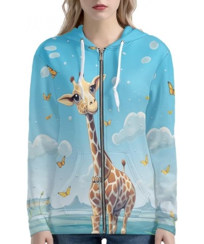 XS-5XL Zip Up Hoodie for Women Sweatshirt Pullover Giraffe Butterfly $17.86 Hoodies & Sweatshirts