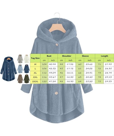 Fleece Jackets for Women Plus Size Button Plush Tops Hooded Patchwork Loose Cardigan Wool Coat Winter Jacket Outwear Q02light...