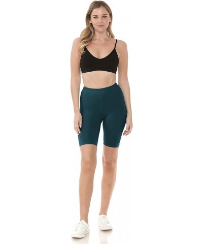 High Waisted Buttery Soft Fashion Biker Shorts for Women (Available in Plus Size) Forest Teal $10.82 Activewear