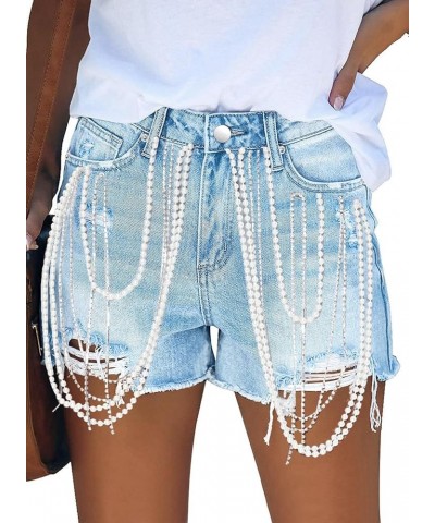 Women's High Waisted Denim Shorts Distressed Raw Edge Stretch Denim Jean Shorts J3 Blue $20.58 Shorts