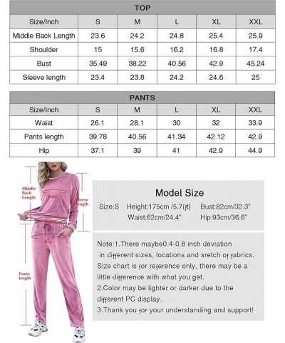 Velour Tracksuits Womens Sweatsuits Sets 2 Piece Outfits Long Sleeve Pullover and Wide Leg Sweatpants Jogging Suits Dark Pink...