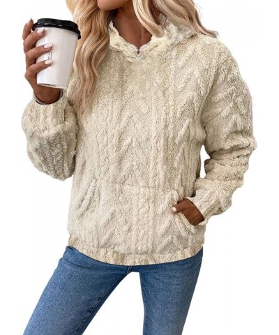 Women's 2023 Winter Solid Fuzzy Fleece Lined Long Sleeve Hoodies Flannel Thermal Pullover Sherpa Tops with Pockets Colorlight...