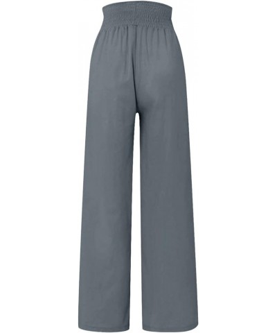 XSSFCC Beach Pants Cotton Linen Pants for Women White Trousers Elastic High Waist Wide Leg Long Palazzo Lounge Smocked Casual...