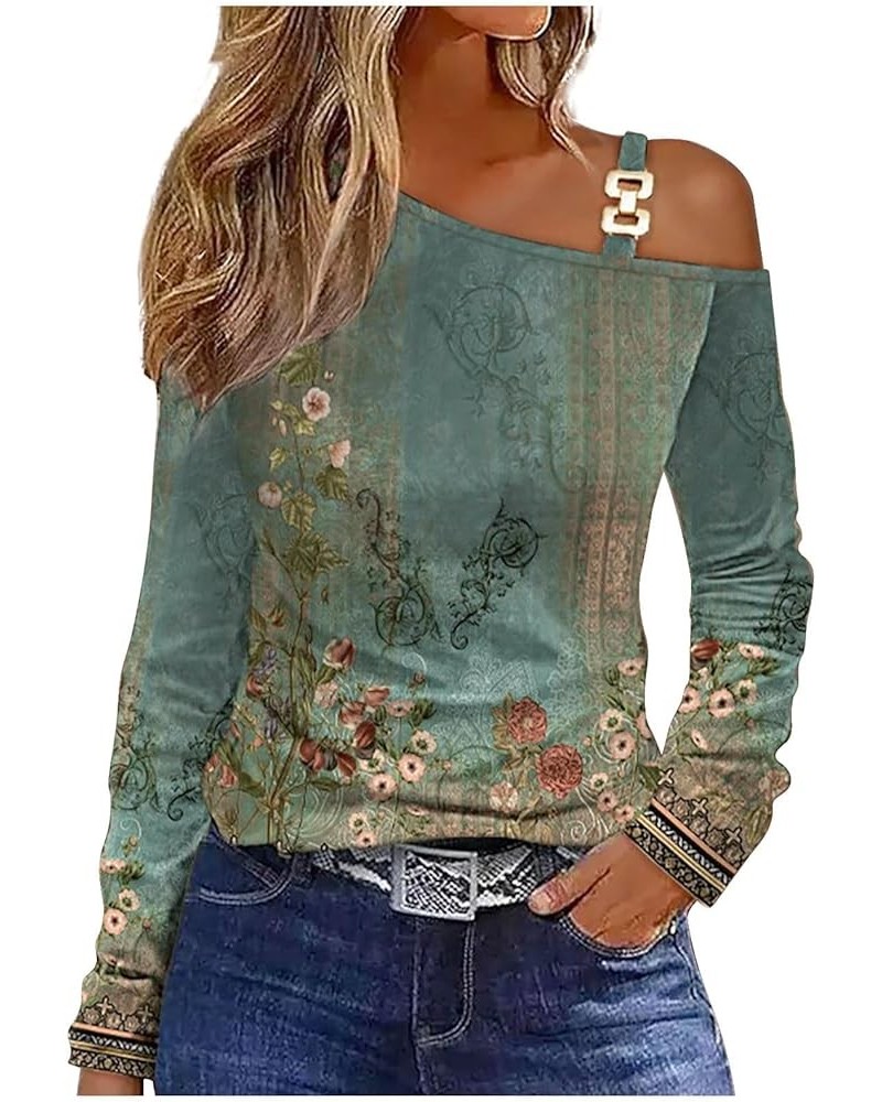 Womens Off The Shoulder Long Sleeve Strap Lace Tops Fall Sexy One Shoulder Casual Loose Blouse Shirt Styleb1 $14.57 Blouses