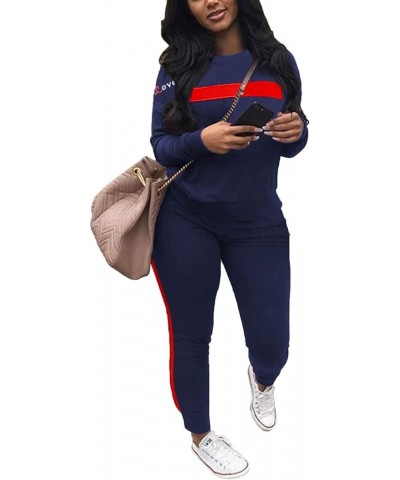 Womens Casual 2 Piece Tracksuit Outfits Long Sleeve Pullover Sweatshirt Jogger Pants Sweatsuits Set Stripe&blue $18.13 Active...