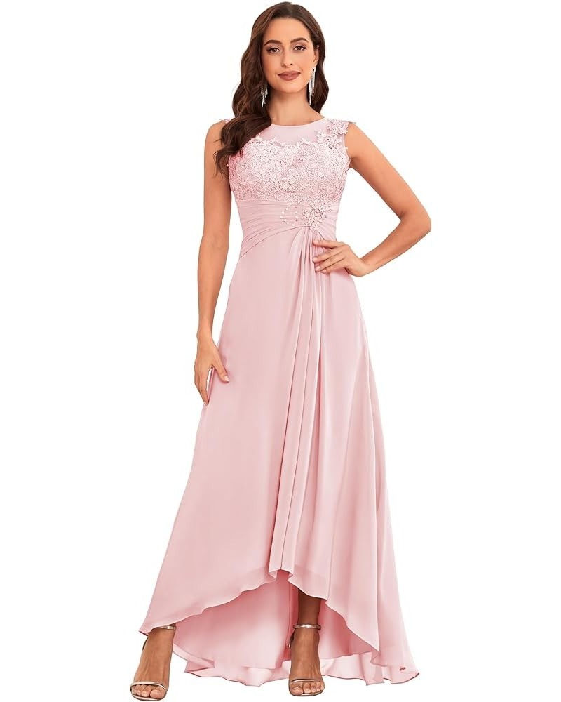 Women's Mother of The Bride Dress for Wedding Lace Bodice A-Line High Low Formal Party Gown Blush Pink $34.00 Dresses