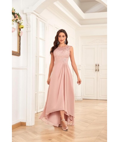 Women's Mother of The Bride Dress for Wedding Lace Bodice A-Line High Low Formal Party Gown Blush Pink $34.00 Dresses