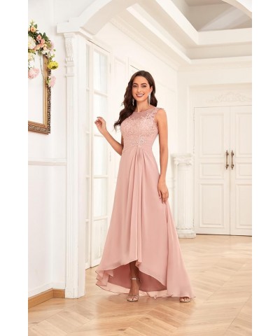 Women's Mother of The Bride Dress for Wedding Lace Bodice A-Line High Low Formal Party Gown Blush Pink $34.00 Dresses