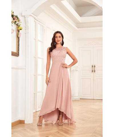 Women's Mother of The Bride Dress for Wedding Lace Bodice A-Line High Low Formal Party Gown Blush Pink $34.00 Dresses