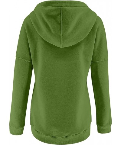 Hoodies for Women Pullover Tops Casual Long Sleeve Button Down Collar Drawstring Hooded Sweatshirt Fall Clothes D Green $10.6...