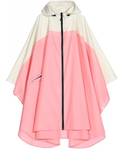 Rain Poncho Hooded Waterproof Raincoat Jacket for Adults with Zipper Hot Pink $17.59 Coats