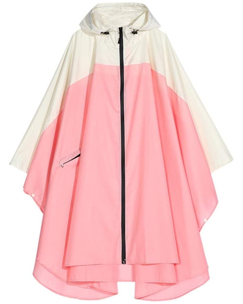 Rain Poncho Hooded Waterproof Raincoat Jacket for Adults with Zipper Hot Pink $17.59 Coats