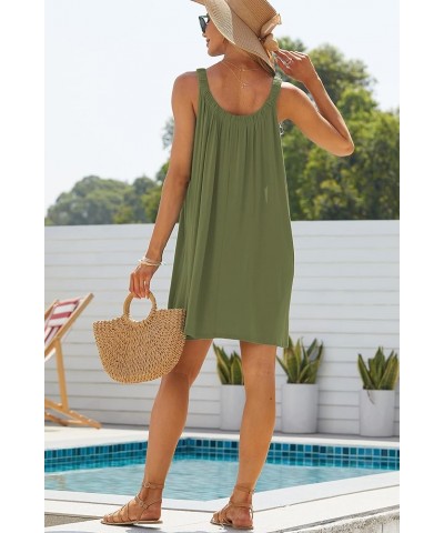 Women's Beach Dress Bikini Beachwear Coverups Casual Vacation Short Summer Halter Dresses Olive $15.30 Swimsuits