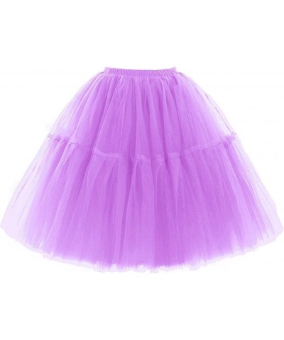 Adult Ballet Tutu Layered Organza Lace Mini Skirt Women's Princess Petticoat Knee Length Petticoat Purple $16.79 Skirts