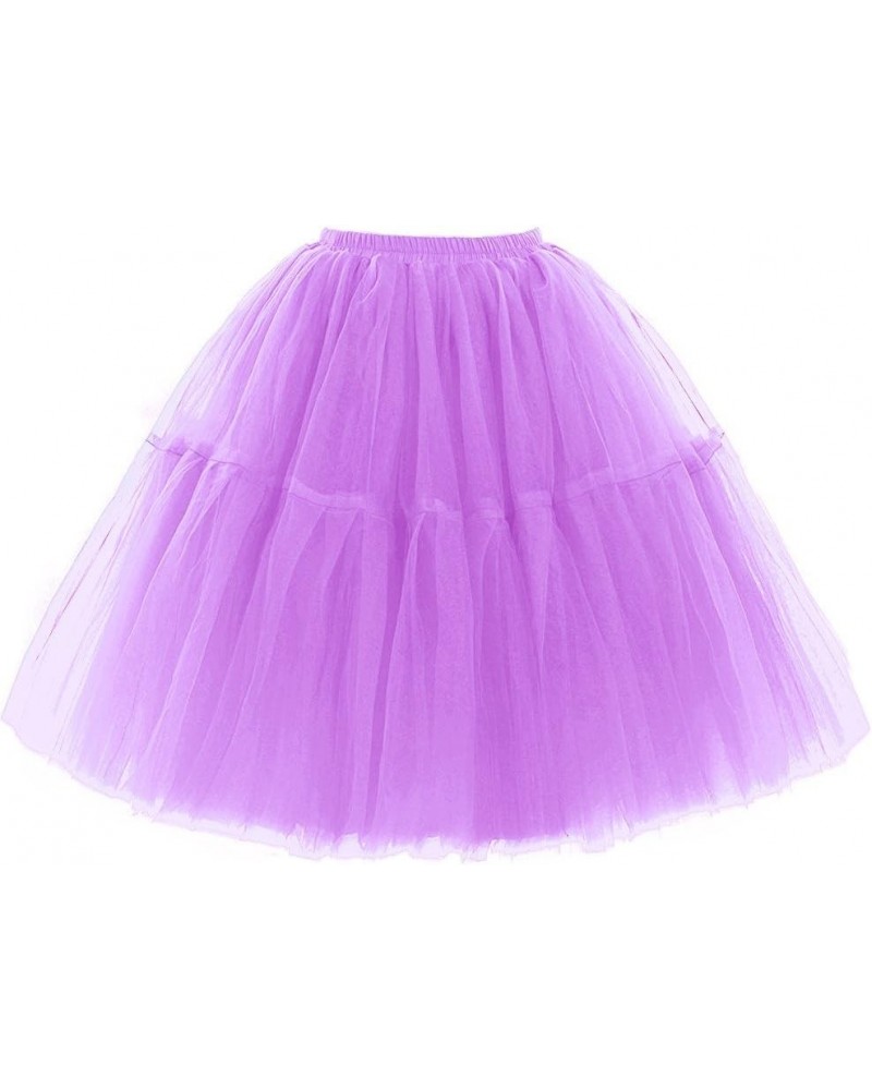 Adult Ballet Tutu Layered Organza Lace Mini Skirt Women's Princess Petticoat Knee Length Petticoat Purple $16.79 Skirts