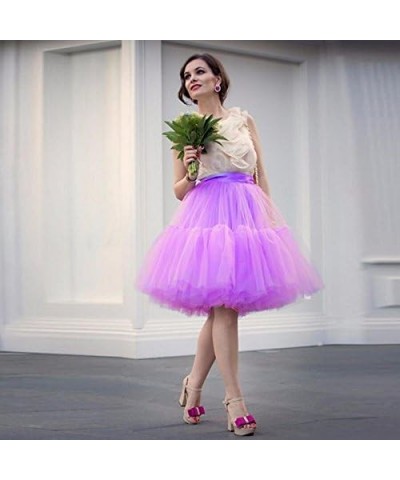 Adult Ballet Tutu Layered Organza Lace Mini Skirt Women's Princess Petticoat Knee Length Petticoat Purple $16.79 Skirts