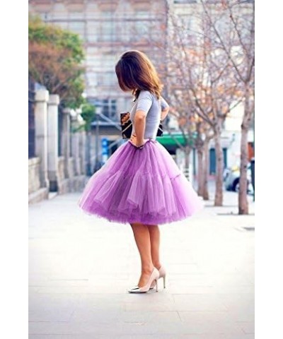 Adult Ballet Tutu Layered Organza Lace Mini Skirt Women's Princess Petticoat Knee Length Petticoat Purple $16.79 Skirts