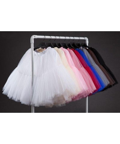 Adult Ballet Tutu Layered Organza Lace Mini Skirt Women's Princess Petticoat Knee Length Petticoat Purple $16.79 Skirts