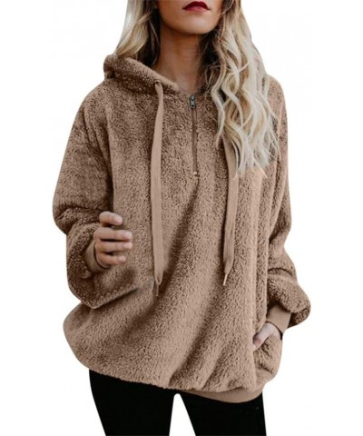 Women's Sherpa Fuzzy Hoodies Cozy Oversized Pockets Pullover Hooded Sweatshirt Casual Long Sleeve Fluffy Sweaters C-khaki $8....