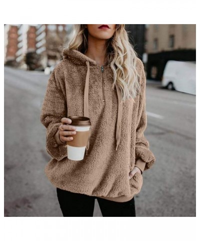 Women's Sherpa Fuzzy Hoodies Cozy Oversized Pockets Pullover Hooded Sweatshirt Casual Long Sleeve Fluffy Sweaters C-khaki $8....