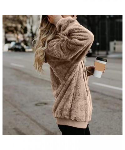 Women's Sherpa Fuzzy Hoodies Cozy Oversized Pockets Pullover Hooded Sweatshirt Casual Long Sleeve Fluffy Sweaters C-khaki $8....