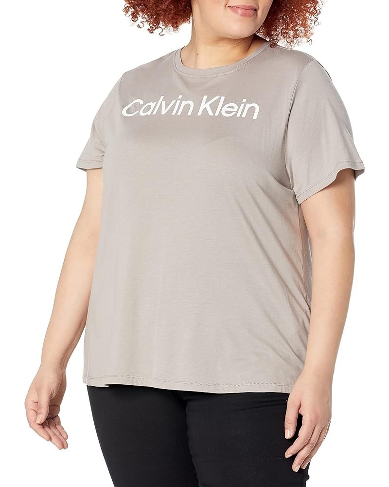 Women's Plus Size Active Short Sleeve Comfort Stretch Tee Moonrock $15.24 Activewear