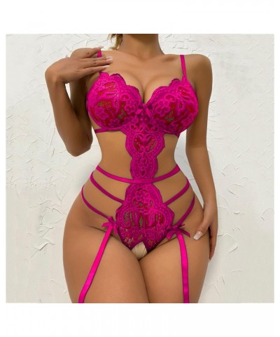 Women's Lingerie, Sleep & Lounge Floral Mesh,Underwire,Removable Garter,Thigh Straps,Backless Bodysuit Bodysuits $9.51 Lingerie