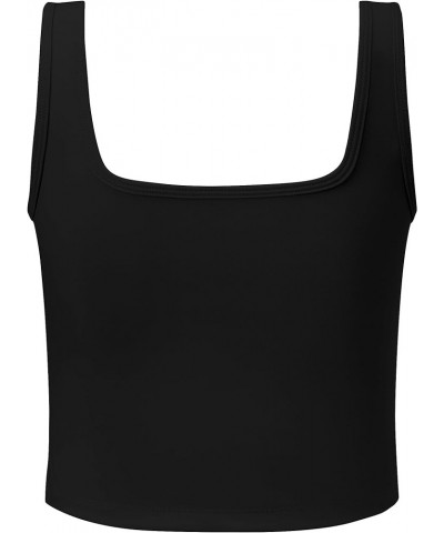 Women's Y2K Basic Workout Crop Tops Double Layered Sleeveless Square Neck Athletic Tank Top for Yoga and Exercise Black $5.69...