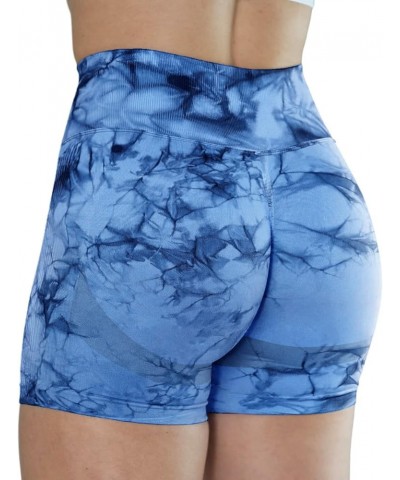 Seamless Workout Scrunch Yoga Shorts High Waist Gym Fitness Excercise Shorts Running Sporty Shorts 3 Tie Dye - Blue $12.74 Ac...