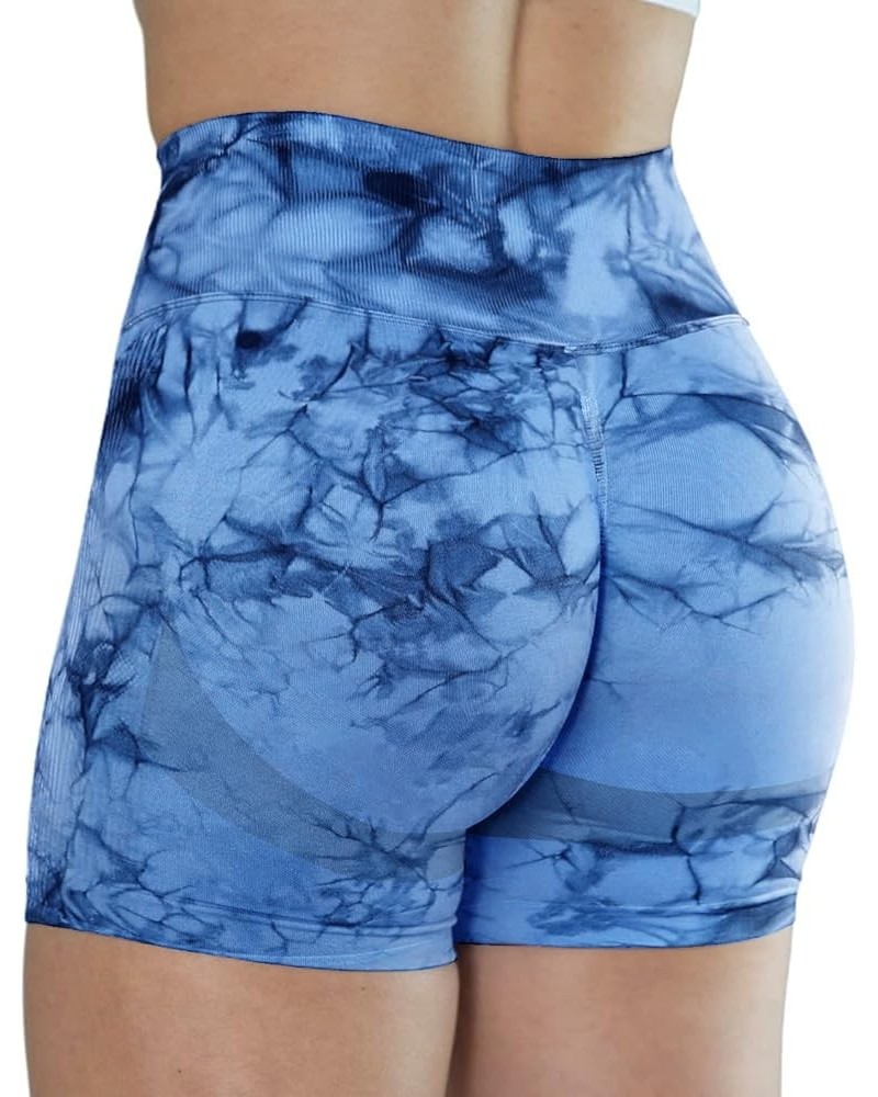 Seamless Workout Scrunch Yoga Shorts High Waist Gym Fitness Excercise Shorts Running Sporty Shorts 3 Tie Dye - Blue $12.74 Ac...