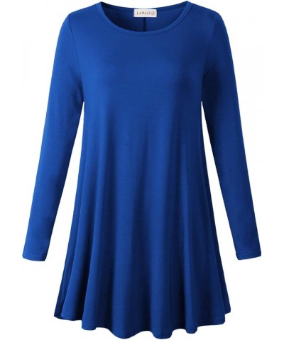 Plus Size Tunic Tops Long Sleeve Shirts for Women Swing Flowy Loose Fit Clothes for Leggings Royal Blue $15.28 Tops