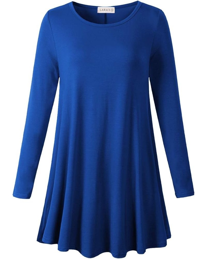 Plus Size Tunic Tops Long Sleeve Shirts for Women Swing Flowy Loose Fit Clothes for Leggings Royal Blue $15.28 Tops