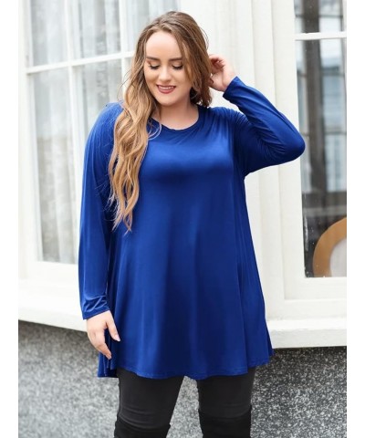 Plus Size Tunic Tops Long Sleeve Shirts for Women Swing Flowy Loose Fit Clothes for Leggings Royal Blue $15.28 Tops