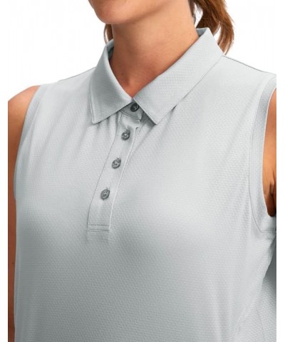 Women's Sleeveless Golf Shirt Collared Button-Down Polo Shirts Quick Dry Golf Tennis Tank Tops for Women Light Grey $17.66 Sh...