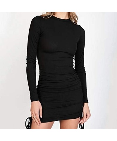 Women 's Summer Sexy Sleeveless Dress Stretchy Ruched Bodycon Cocktail Evening Party Club Mini Dress A-black $7.55 Dresses