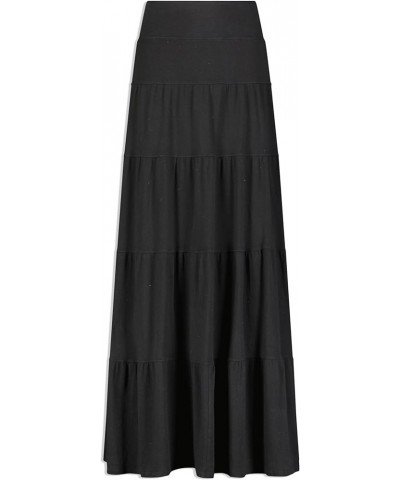 Women's Cotton Tiered Maxi Skirt (Style T-231) Black $60.39 Skirts