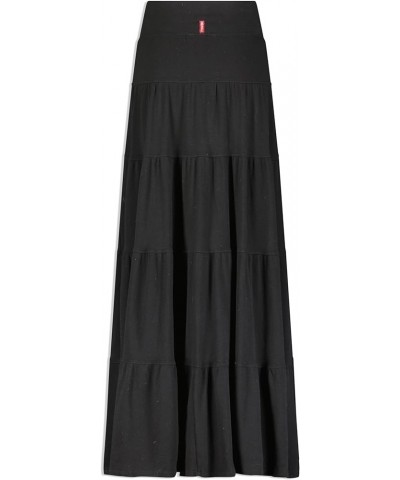 Women's Cotton Tiered Maxi Skirt (Style T-231) Black $60.39 Skirts