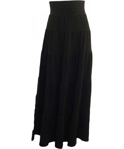 Women's Cotton Tiered Maxi Skirt (Style T-231) Black $60.39 Skirts