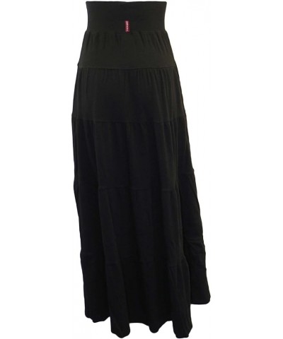 Women's Cotton Tiered Maxi Skirt (Style T-231) Black $60.39 Skirts