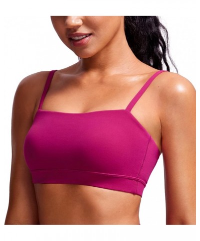 Butterluxe Womens Adjustable Spaghetti Thin Strap Sports Bra - Padded Wireless Square Neck Workout Yoga Bra Magenta Purple $1...