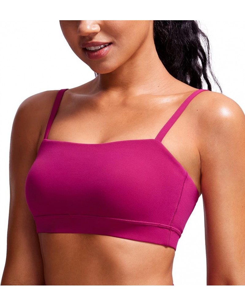 Butterluxe Womens Adjustable Spaghetti Thin Strap Sports Bra - Padded Wireless Square Neck Workout Yoga Bra Magenta Purple $1...