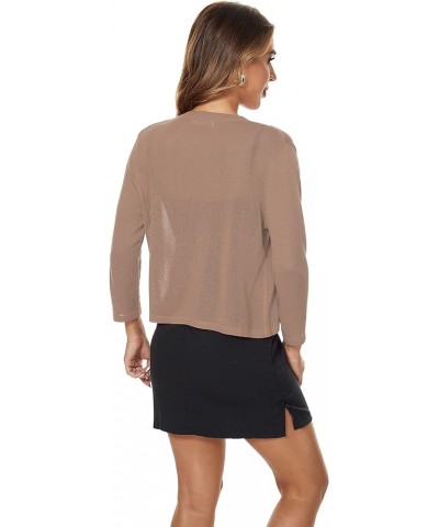 Women's 3/4 Sleeve Shrugs Lightweight Open Front Cropped Cardigan for Women Summer-deep Apricot $12.47 Sweaters