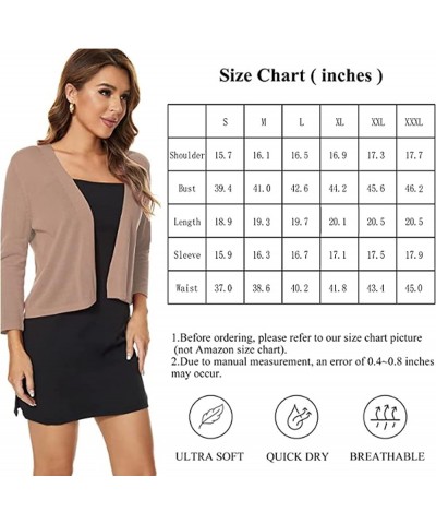 Women's 3/4 Sleeve Shrugs Lightweight Open Front Cropped Cardigan for Women Summer-deep Apricot $12.47 Sweaters