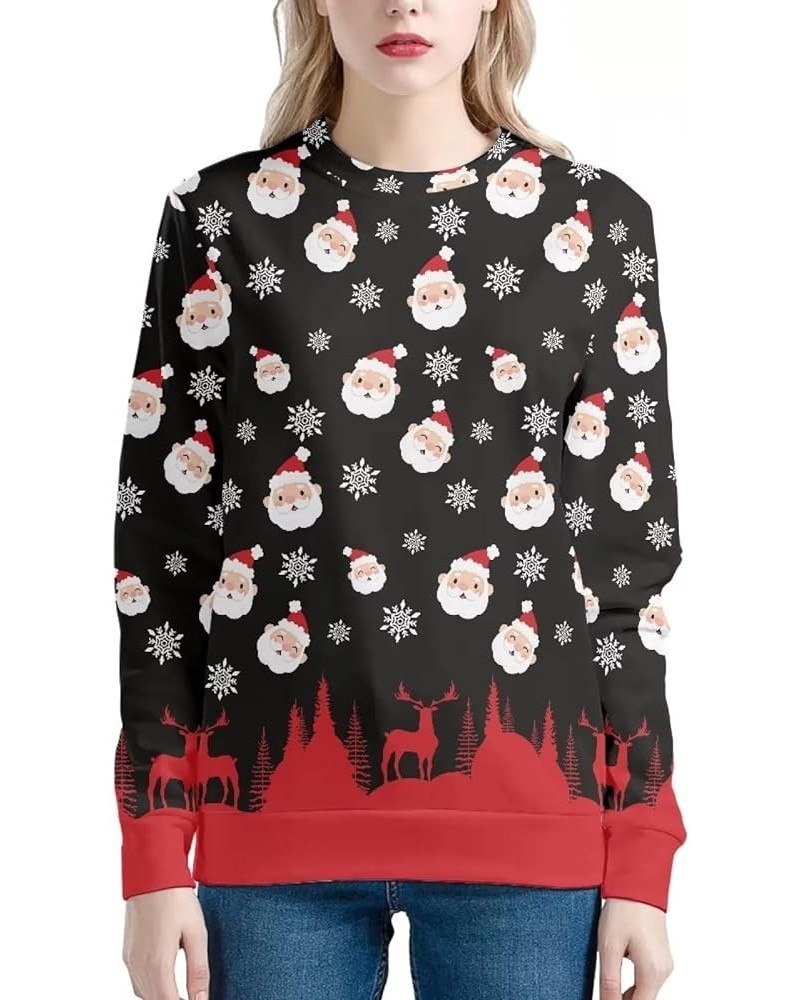 Christmas Womens Sweatshirt Snowflake Santa Graphic Loose Casual Ugly Christmas Sweatshirt Hooded Snowflake & Santa Print $16...